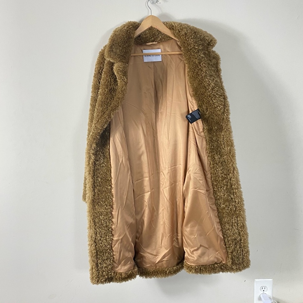 STAND STUDIO Anika Coat Faux Shearling in Camel - 36/S - Picture 14 of 16